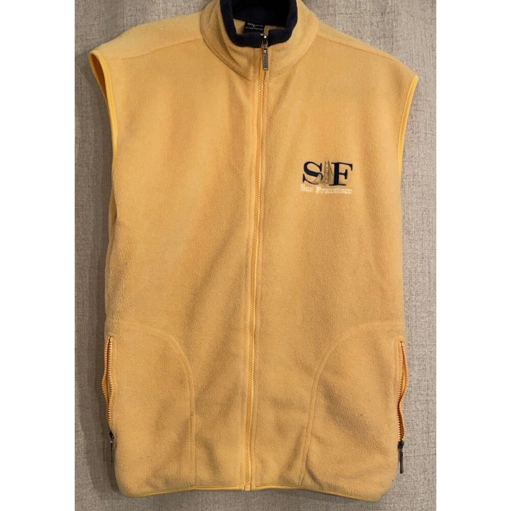 GoGo Sports Inc. Yellow Fleece Vest Mens Size L San Francisco Full Zip